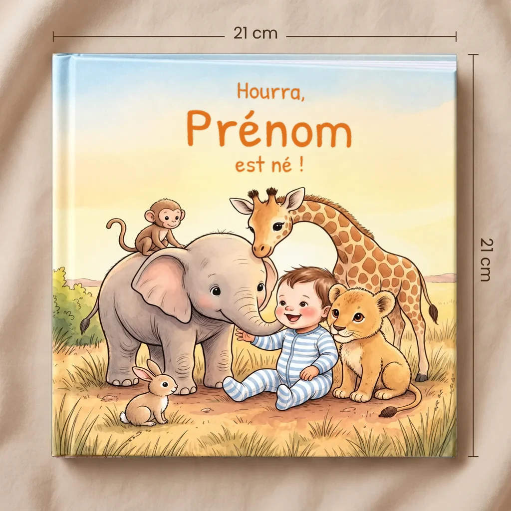 Couverture de Hourra, Prénom est né(e) !, livre personnalisé pour enfant 8