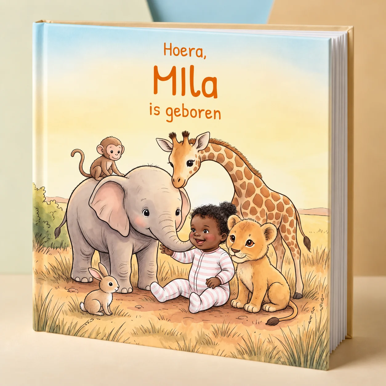 Boekomslag van Hoera, Naam is geboren - gepersonaliseerd kinderboek 3