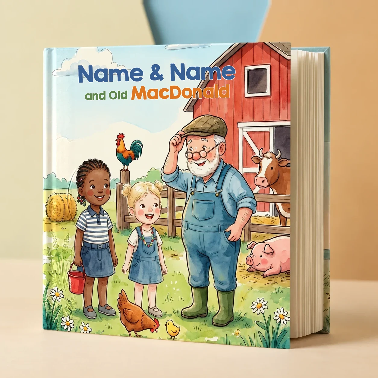 Book cover of Name & Name and Old MacDonald - personalised children's book 2