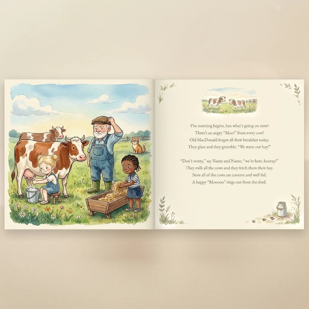 Book cover of Name & Name and Old MacDonald - personalised children's book 7