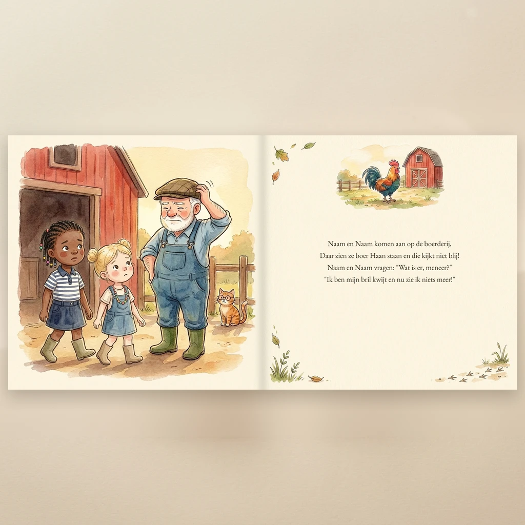 Boekomslag van Naam & Naam en boer Haan - gepersonaliseerd kinderboek 6