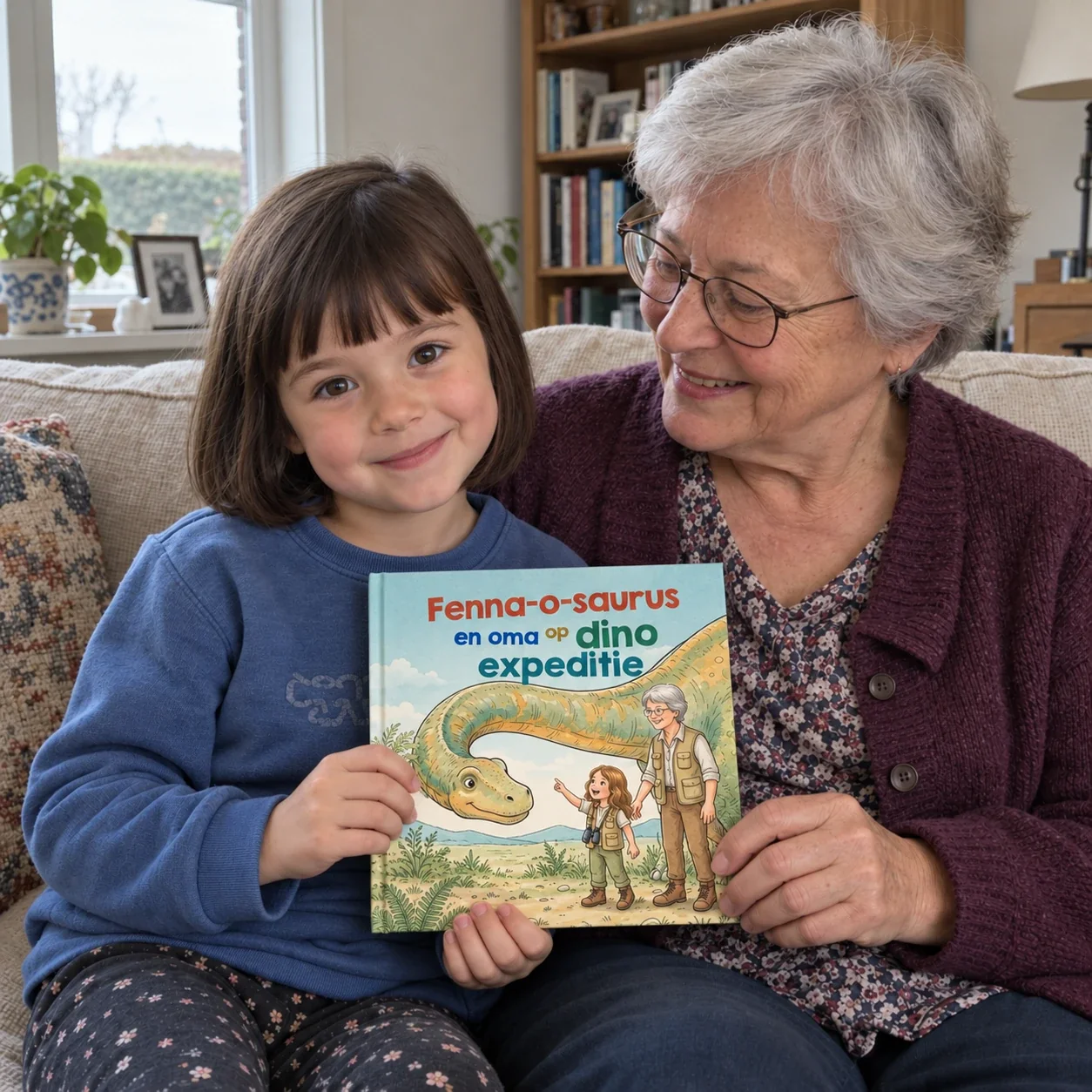 Boekomslag van Naam-o-saurus en [naam] op dino-expeditie - gepersonaliseerd kinderboek 5