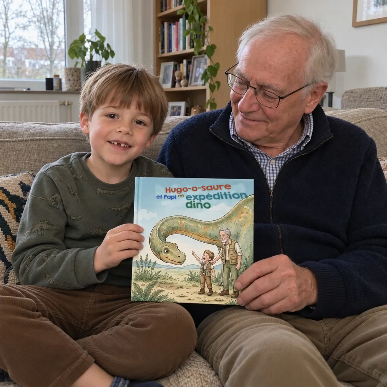 Couverture de Prénom-o-saure et [Prénom] en expédition dino, livre personnalisé pour enfant 3