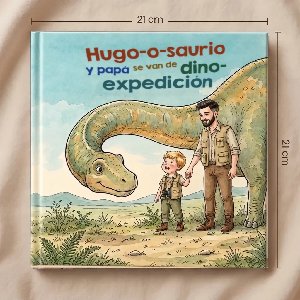Portada de Nombre-o-saurio y [nombre] se van de dinoexpedición, libro infantil personalizado 8