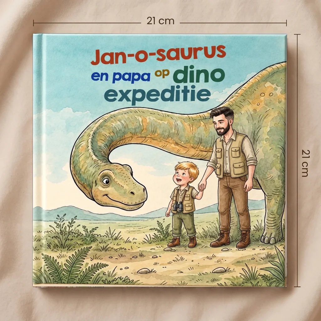 Boekomslag van Naam-o-saurus en [naam] op dino-expeditie - gepersonaliseerd kinderboek 9