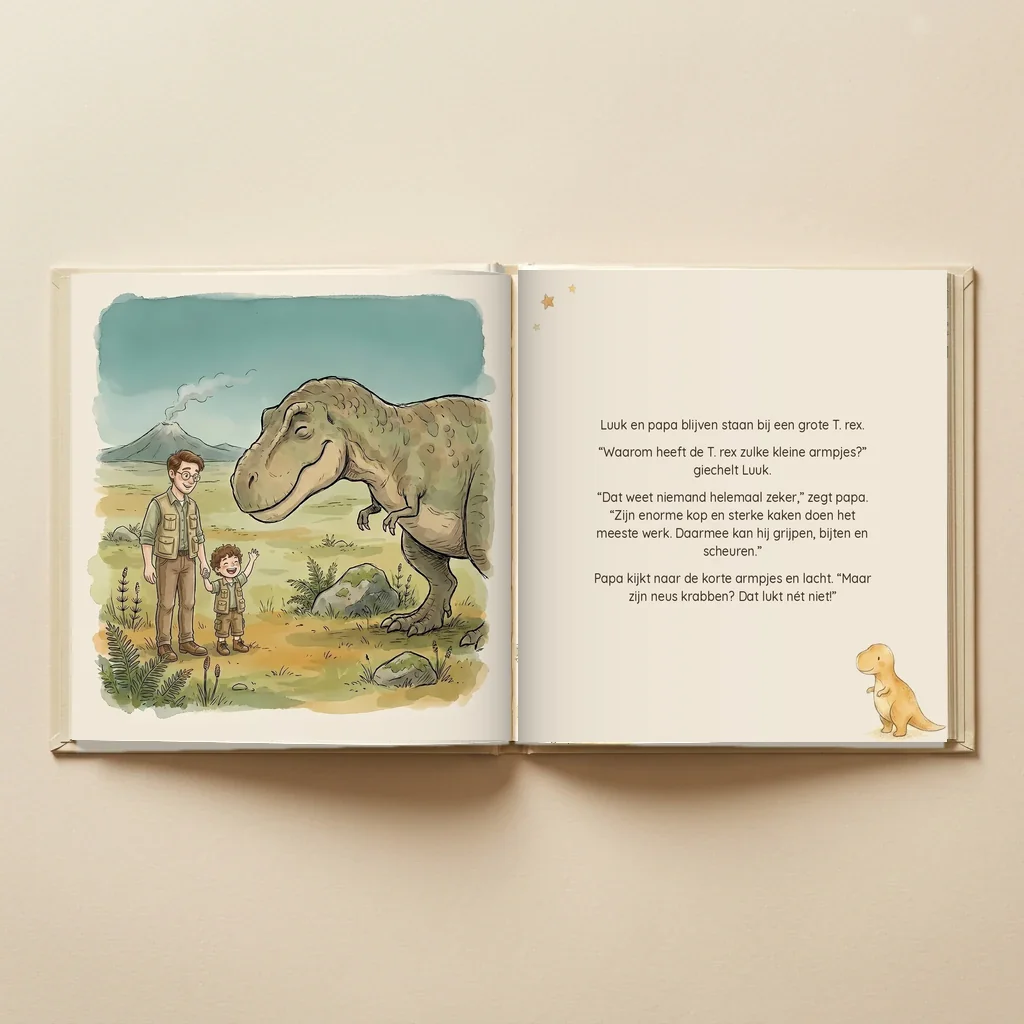 Boekomslag van Naam-o-saurus en [naam] op dino-expeditie - gepersonaliseerd kinderboek 8