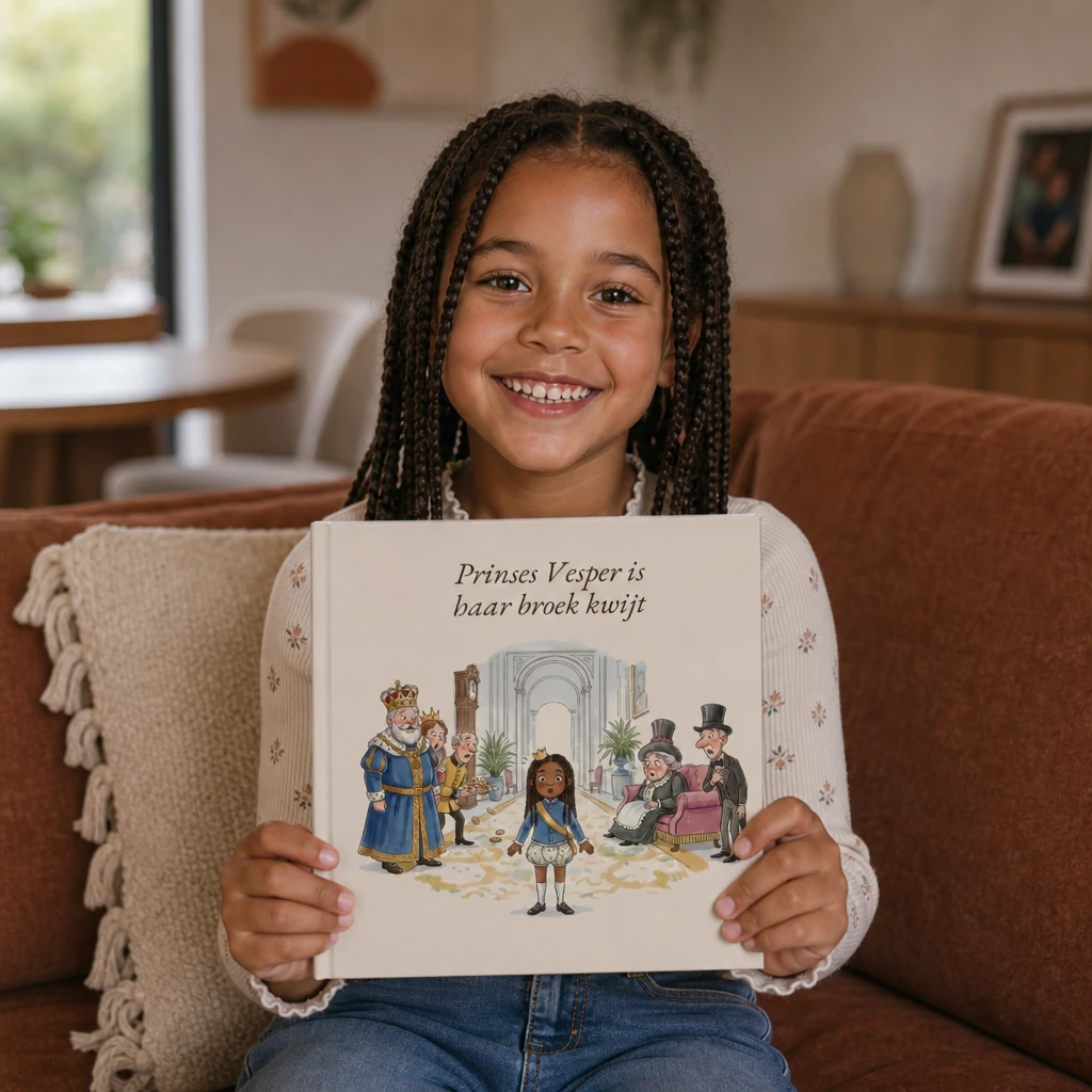 Boekomslag van Prins(es) Naam is zijn broek kwijt - gepersonaliseerd kinderboek 4