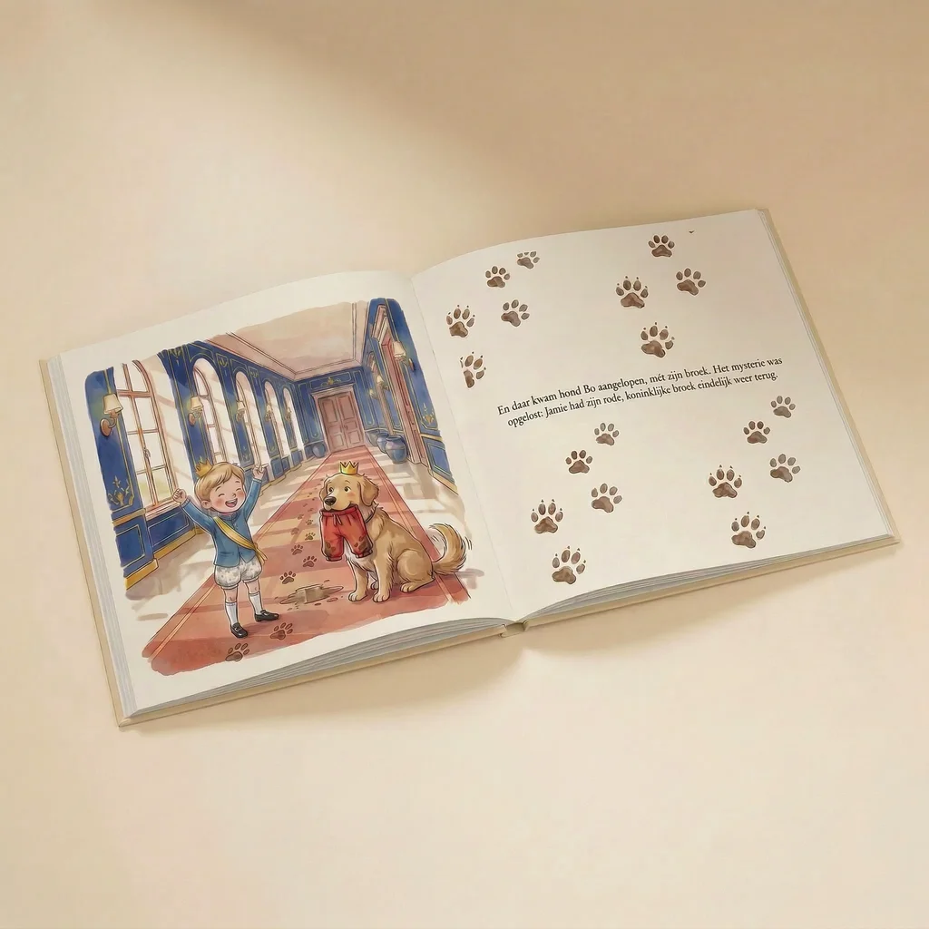Boekomslag van Prins(es) Naam is zijn broek kwijt - gepersonaliseerd kinderboek 8