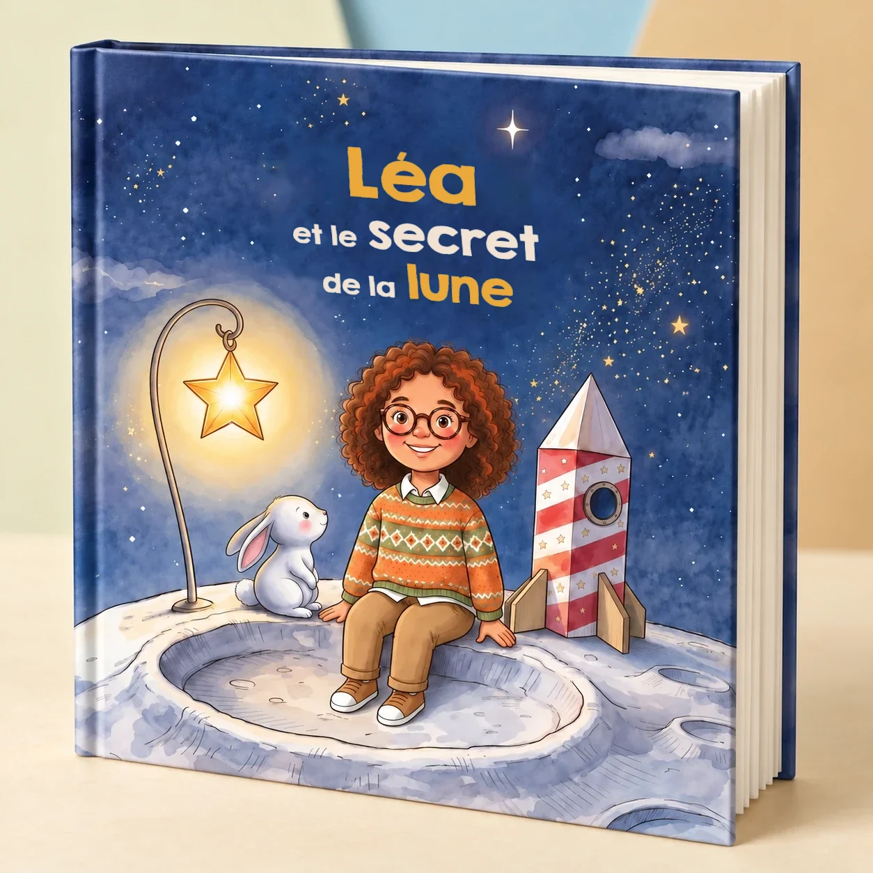 Couverture de Prénom et le secret de la lune, livre personnalisé pour enfant 2