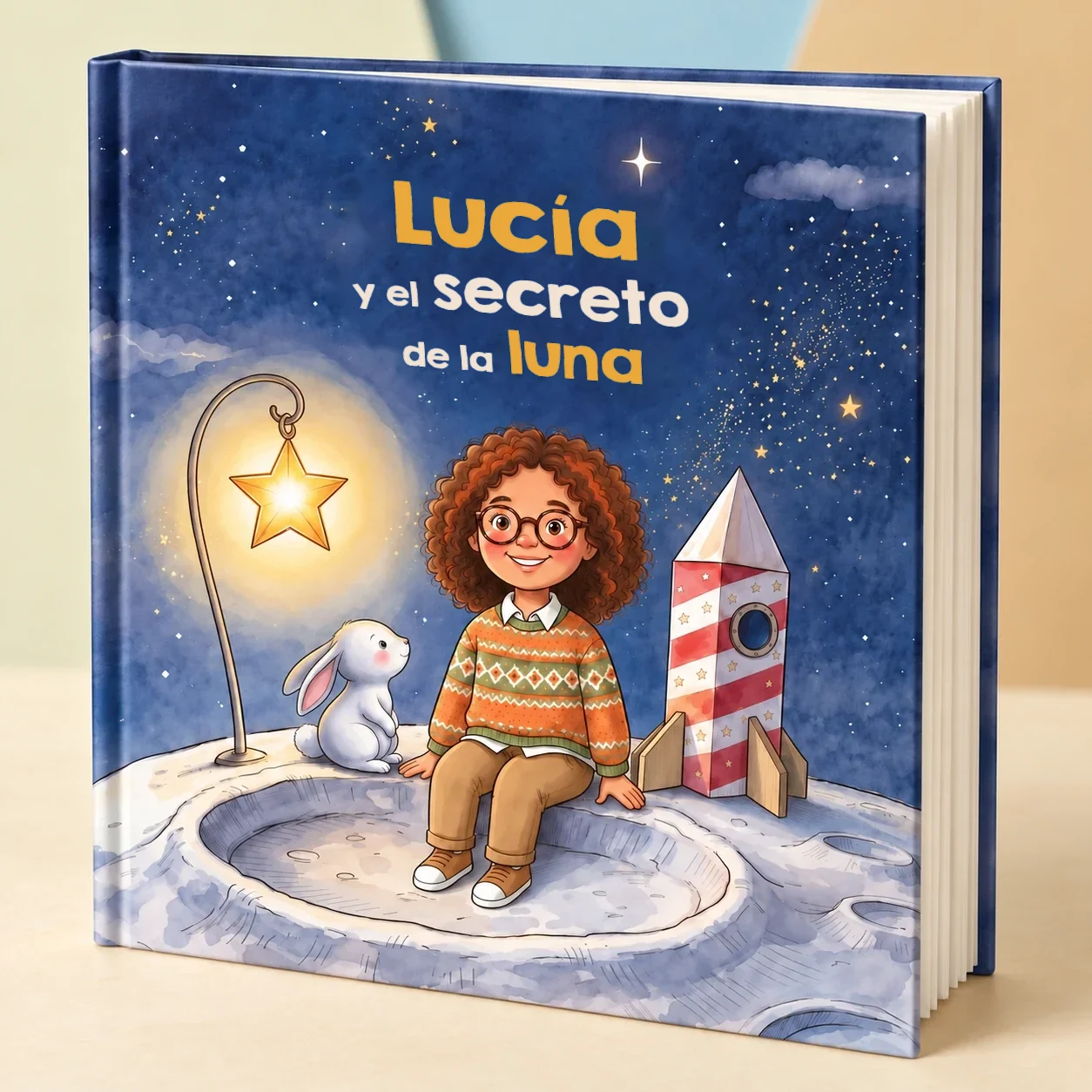 Portada de Nombre y el secreto de la luna, libro infantil personalizado 2