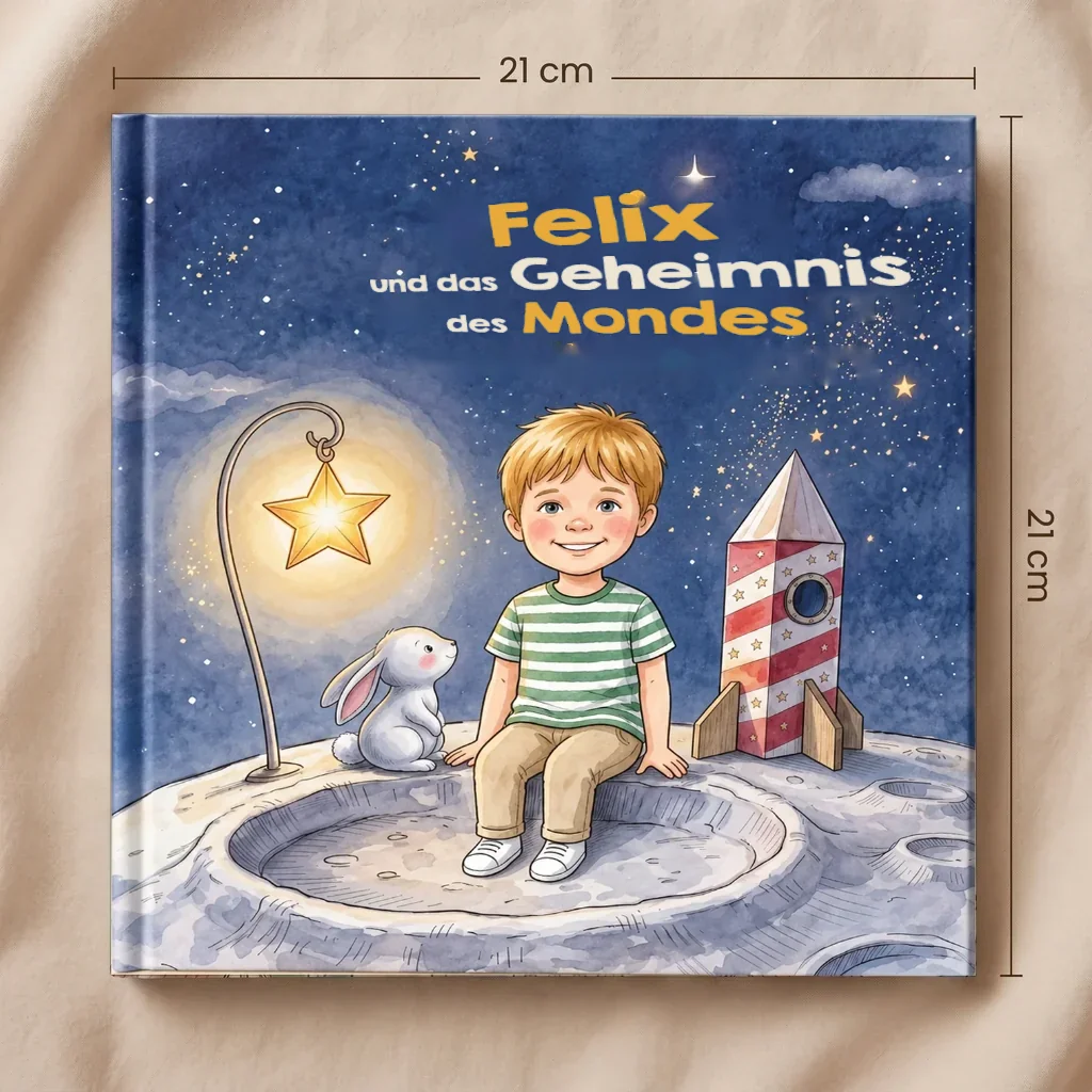 Buchcover von Name und das Geheimnis des Mondes, personalisiertes Kinderbuch 8