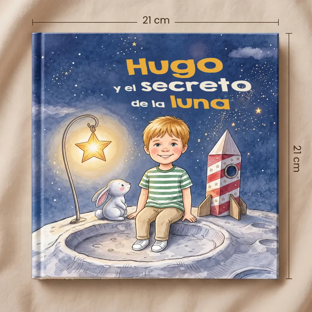 Portada de Nombre y el secreto de la luna, libro infantil personalizado 8