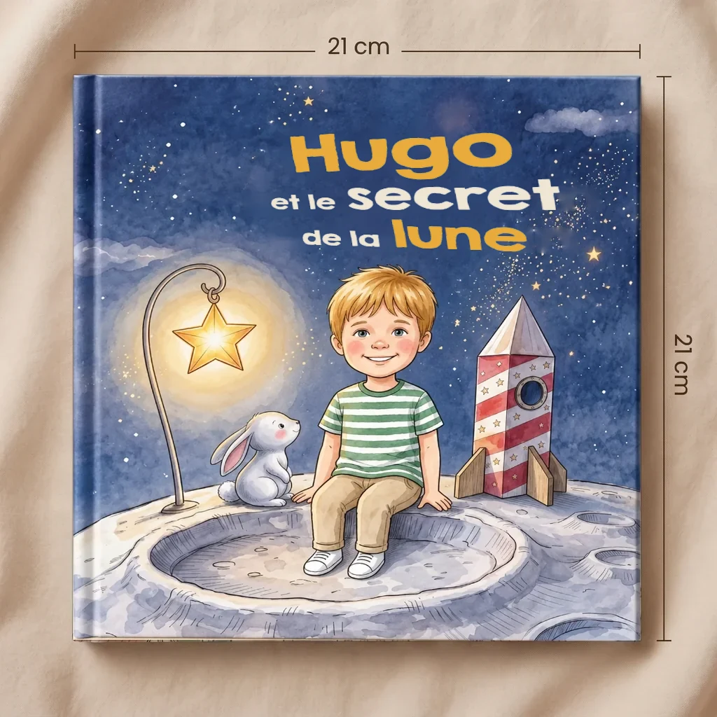 Couverture de Prénom et le secret de la lune, livre personnalisé pour enfant 8