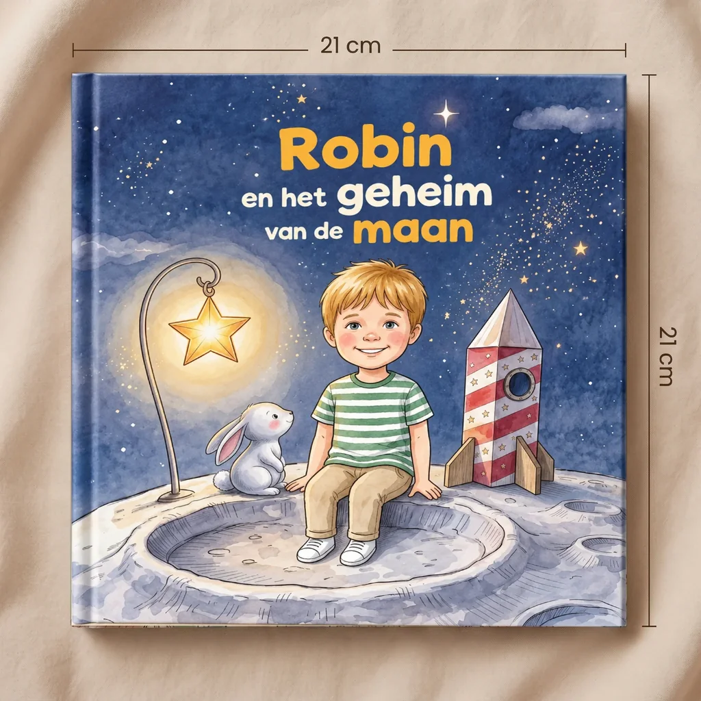 Boekomslag van Naam en het geheim van de maan - gepersonaliseerd kinderboek 9