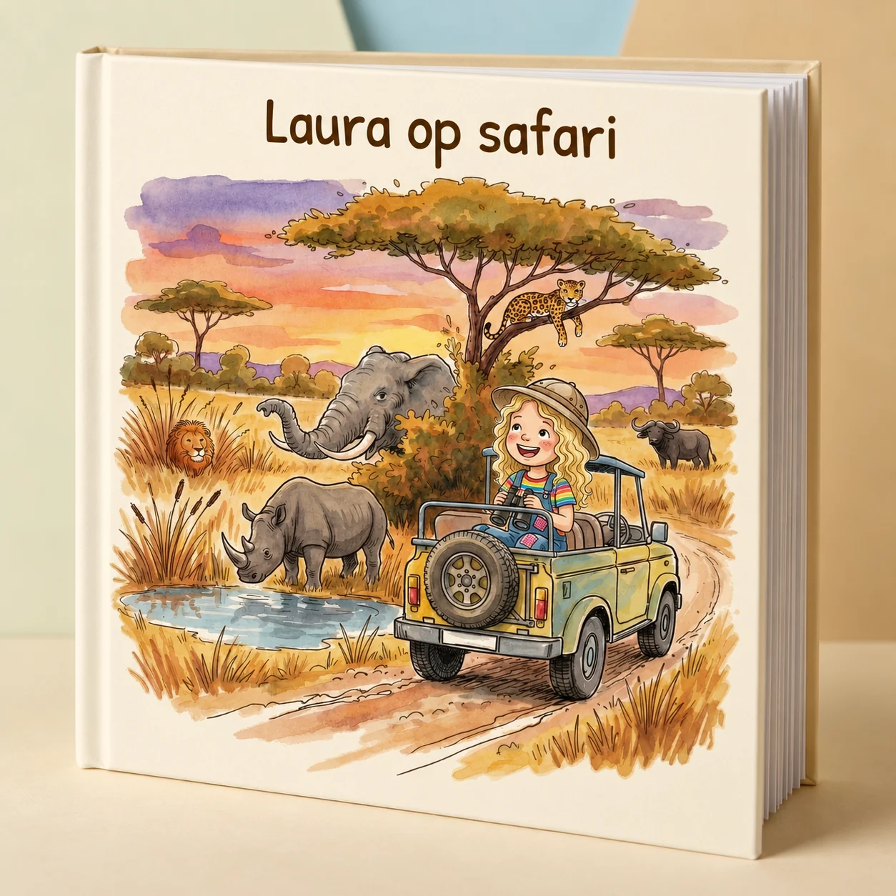 Boekomslag van Naam op safari - gepersonaliseerd kinderboek 2