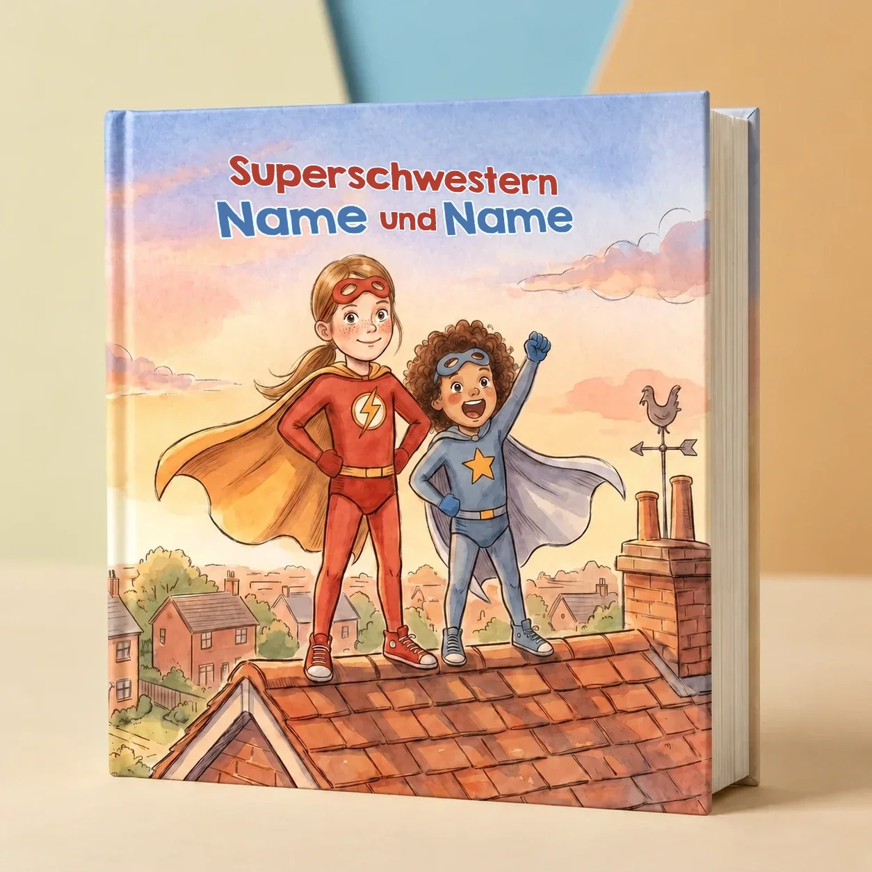 Buchcover von Superbrüder / Superschwestern / Supergeschwister Name und Name, personalisiertes Kinderbuch 2